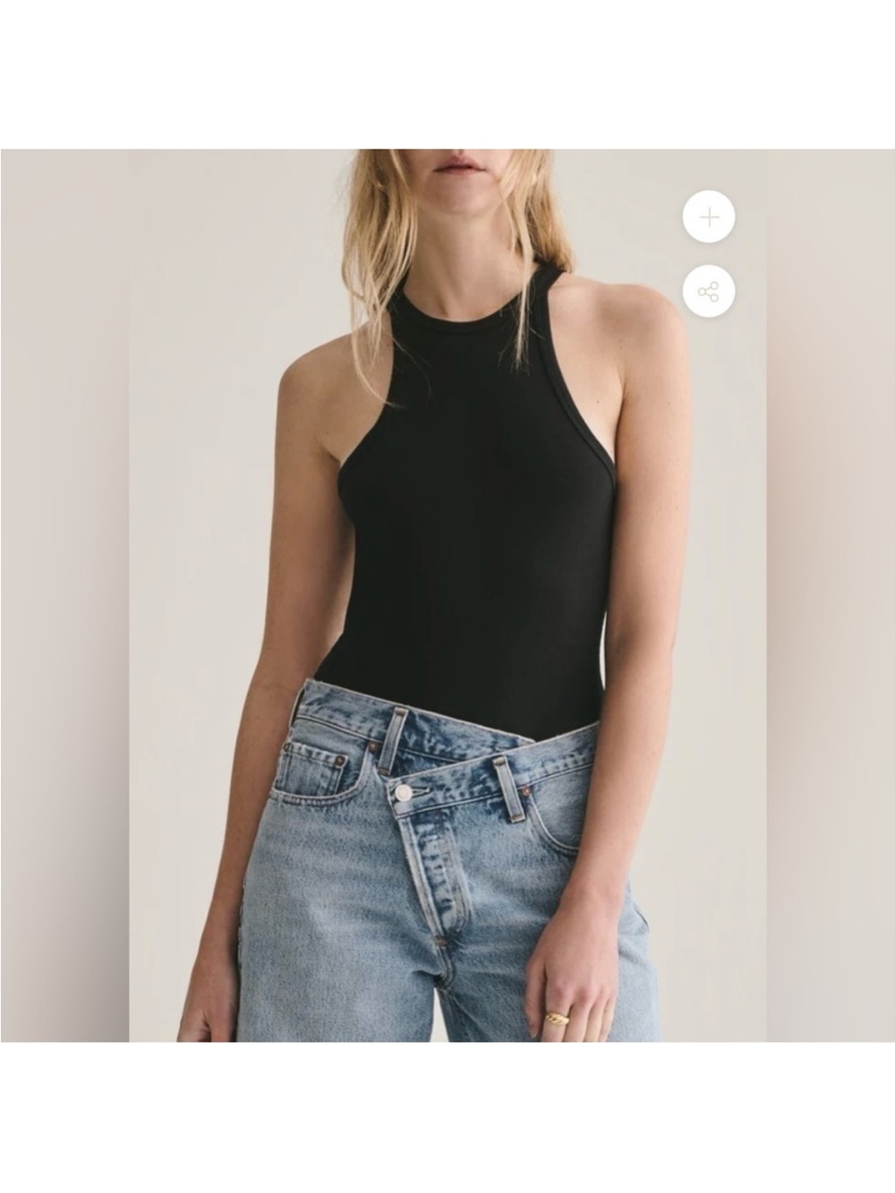 Agolde Black High-Neck Racerback Bodysuit